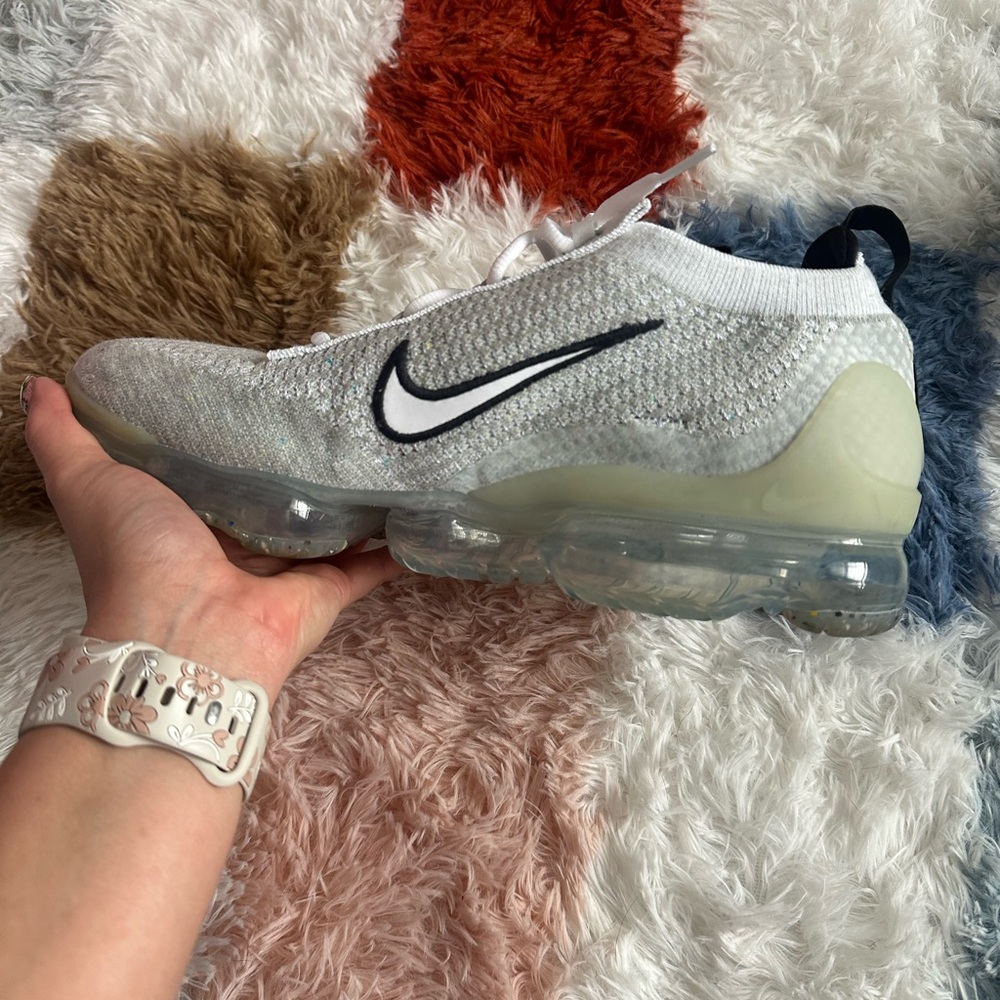Nike White and Black Air VaporMax Flyknit Shoes